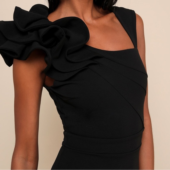 Lucette Black Sleeveless Ruffled Mermaid Maxi Dress NWOT - Picture 2 of 9